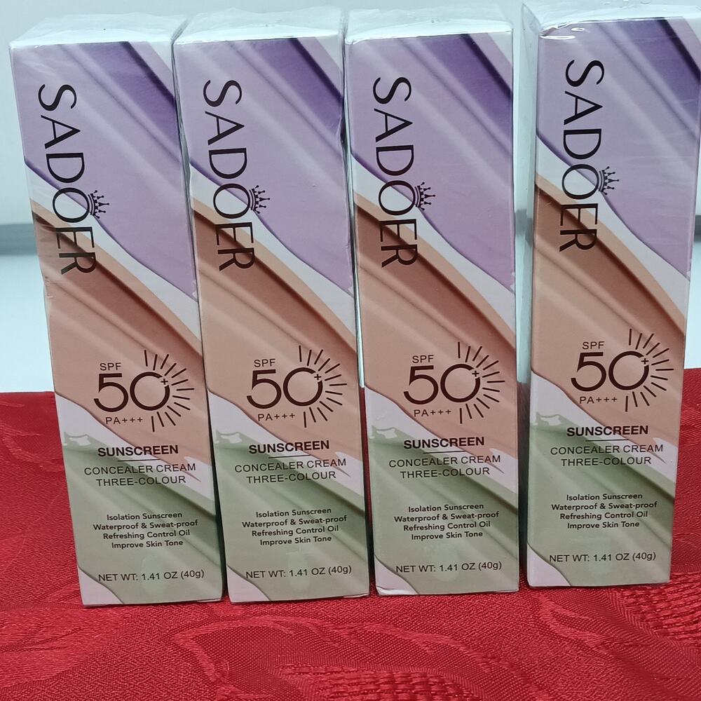 4X SADOER SPF 50 Sunscreen Concealer Cream Three-Colour Waterproof 1.41 oz/40g